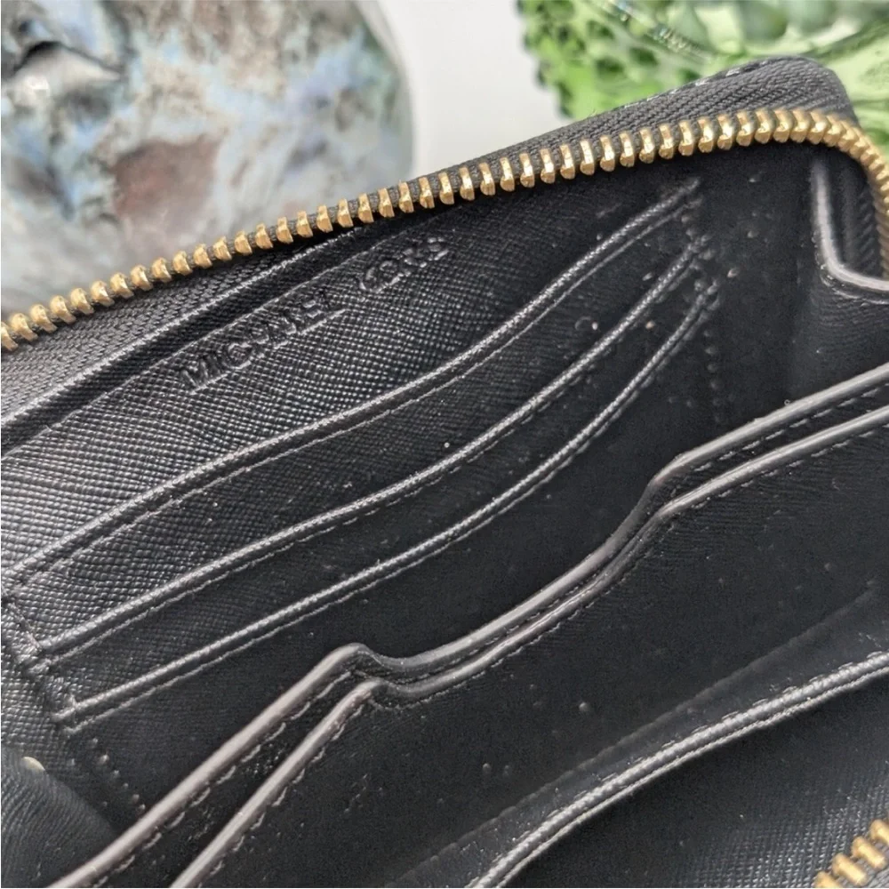 Michael Kors Black Snakeskin Wallet with Gold Zipper